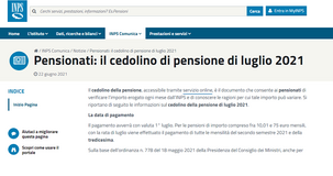 Cedolino pensione luglio 2021: l'assegno INPS tra quattordicesima e trattenute 