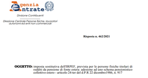Pensione estera, sì alla flat tax del 7 per cento anche per fondi di categoria