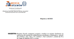 Regime forfettario per medici assunti in co.co.co. causa Covid: nessuna ritenuta IRPEF