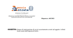 IMU, TARI, TASI: le istanze di rateizzazione sono escluse dall'imposta di bollo