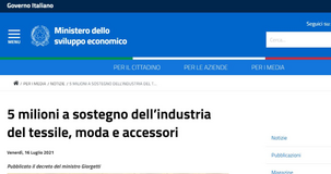 Fondo perduto industria, tessile e moda: pronto il decreto del MISE