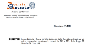Bonus facciate 2021 condominio: detrazione del 90 per cento anche per un solo contribuente