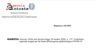 Contributi a fondo perduto regionali a copertura di finanziamenti esenti da tassazione