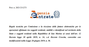 Fattura elettronica tra Italia e San Marino, pronte le regole tecniche dell'Agenzia delle Entrate