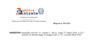 Acconto IRAP, i chiarimenti delle Entrate sui pagamenti del gruppo di imprese