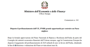 PNRR, arriva il prefinanziamento dell'Unione europea: le dichiarazioni di Draghi