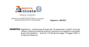 Superbonus 110, ok agli interventi di riparazione o locali