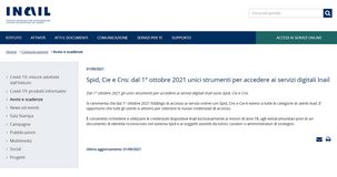 SPID, CIE e CNS: uniche credenziali di accesso al portale INAIL dal 1° ottobre 