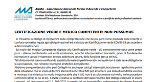 Green pass sui luoghi di lavoro: per ANMA nessun giudizio di idoneità lavorativa dal medico competente