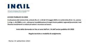 Bando ISI 2020, dall'INAIL istruzioni e regole tecniche in attesa del click day