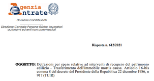 Bonus ristrutturazione e cessione della detrazione: l'eredità è unica 