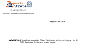 Deduzione facoltativa per gli ammortamenti sospesi: le istruzioni delle Entrate 