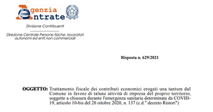 Nessuna ritenuta per i contributi Covid comunali alle attività chiuse o sospese 