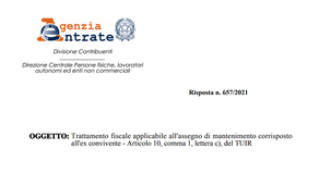 Assegno di mantenimento e contributo casa, gli importi erogati all'ex convivente non sono deducibili 