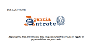 Pegno mobiliare non possessorio, dall'Agenzia delle Entrate l'elenco delle categorie merceologiche