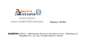 IVA publishing fee, al corrispettivo per la pubblicazione di articoli si applica l'aliquota ordinaria