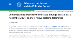 Comunicazione preventiva e distacco di lunga durata: nuovo servizio online dal 2 novembre