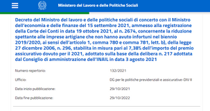 Premio INAIL 2021, fissato lo sconto per le imprese artigiane virtuose