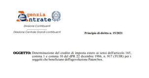 Patent box, per i redditi esteri vale il principio di assunzione al lordo