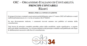 OIC: consultazione del principio contabile 34 aperta fino al 7 marzo 2022