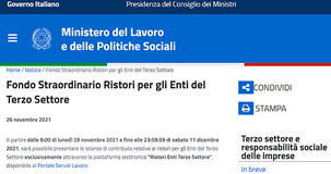 Contributo a fondo perduto Terzo Settore: domanda in scadenza l'11 dicembre per gli ETS