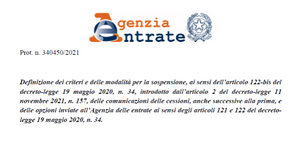 Cessione del credito e sconto in fattura, le modalità di sospensione nel provvedimento delle Entrate