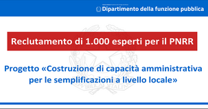 PNRR, al via la selezione per 1.000 esperti in aiuto a Regioni, Province e Comuni