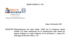DTA in credito d'imposta: il codice tributo per il versamento della commissione 