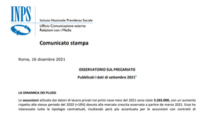 Occupazione, dati INPS: più di 5 milioni di persone assunte nei primi nove mesi del 2021