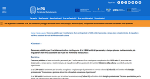 Concorso Ministero della Cultura 2025: online il bando per 1.800 assunzioni