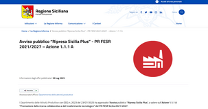 “Ripresa Sicilia plus”: al via i contributi per progetti di ricerca e sviluppo 