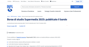 Bando Supermedia 2025, dall'INPS 11.800 borse di studio: requisiti e domanda 