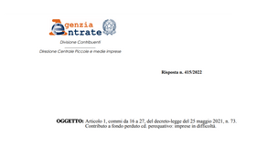 Fondo perduto perequativo, semaforo rosso per la società in concordato preventivo