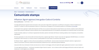 Influcencer: Agcom approva il codice di condotta