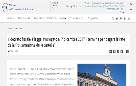 Ufficiale: proroga rottamazione al 7 dicembre. Comunicato MEF