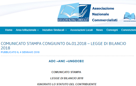 Legge di Bilancio 2018, commercialisti: ignorato lo Statuto del Contribuente