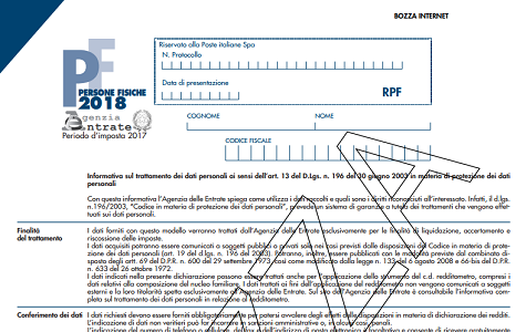 Modello Redditi PF 2018: bozza e istruzioni online