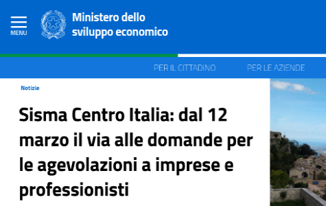 ZFU Sisma Centro Italia: domanda agevolazioni dal 12 marzo 2018