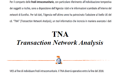 TNA Agenzia delle Entrate operativo entro fine 2018