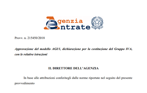 Gruppo IVA, costituzione con modello AGI-1. Le istruzioni dell'Agenzia delle Entrate