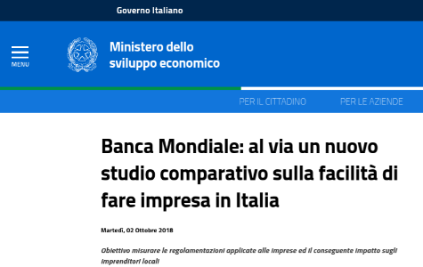 In arrivo studio comparativo sulla facilità di fare impresa in Italia