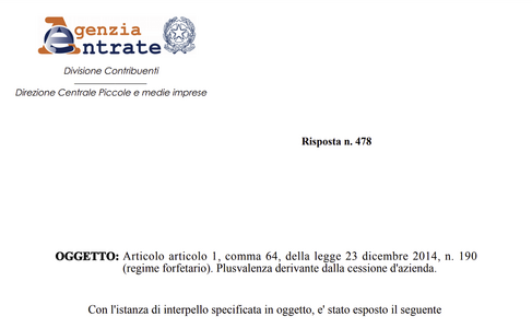Regime forfettario e cessione d'azienda: la plusvalenza non è tassata
