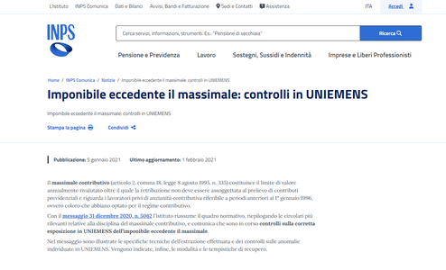 Rimborso dei contributi INPS oltre il massimale