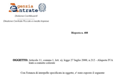 Quanta IVA paghiamo sulle lenti a contatto colorate?