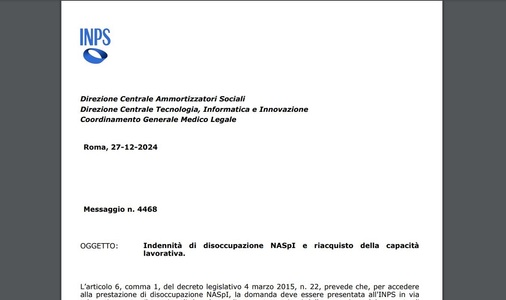NASPI 2025 e riacquisto della capacità lavorativa