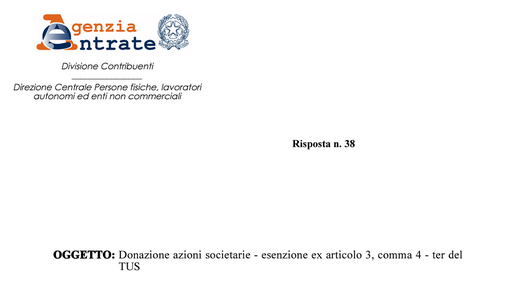 Donazione quote societarie: esenzione per nuda proprietà con diritto di voto e controllo
