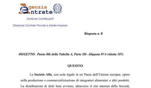 IVA al 10 per cento per gli integratori alimentari