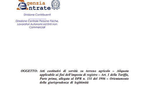 Servitù agricola con imposta di registro più bassa