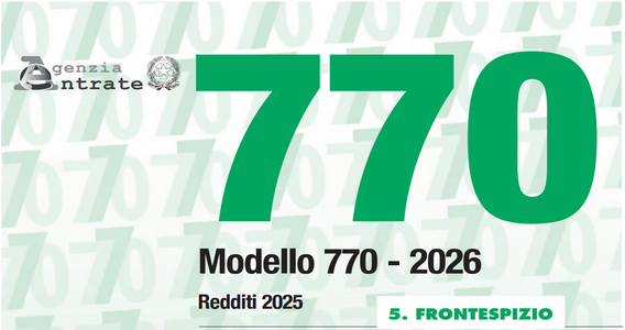 Modello 770/2026: istruzioni per la compilazione del frontespizio