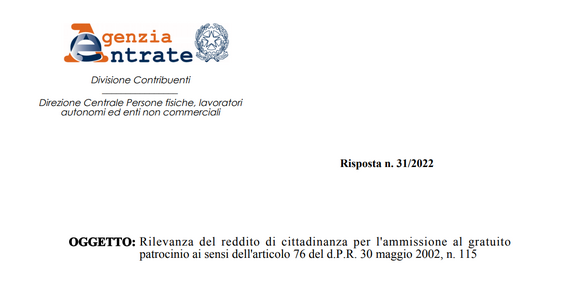 Reddito di cittadinanza e gratuito patrocinio per la separazione: non si considera l'importo totale